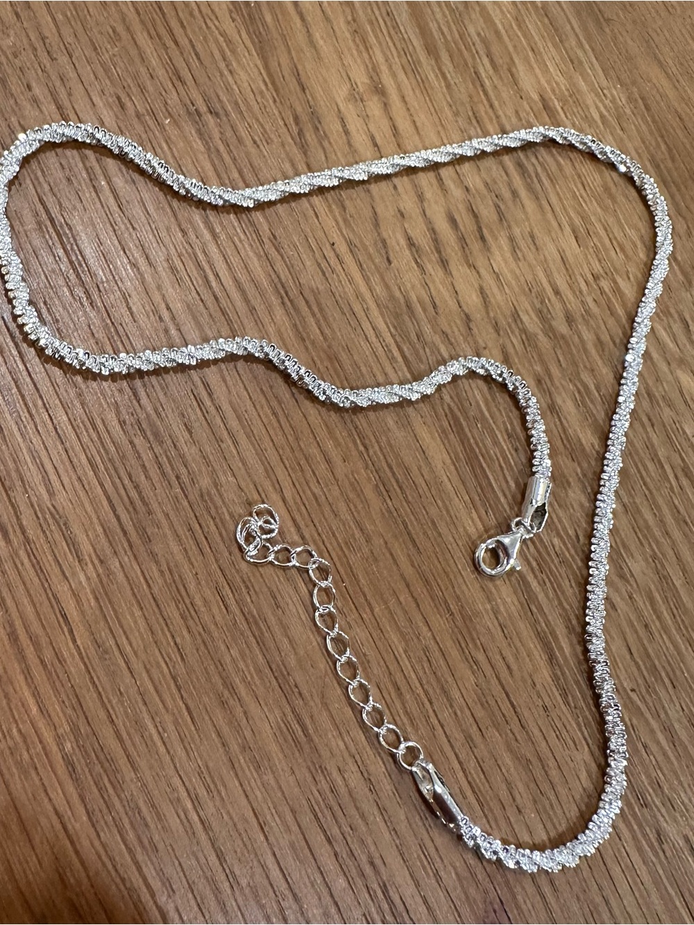 Sterling Silver Rope Chain Necklace - Shimmery Silver
